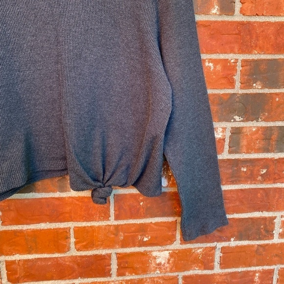 Madewell Texture and Thread Womens 2X Gray Jaquard Knot Front Ribbed Top - Picture 3 of 9